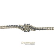 BRACCIALE oro bianco 18kt diamanti e zaffiri anni '60 original